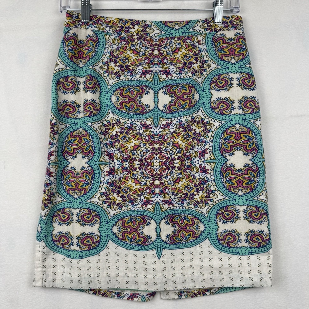 Anthropologie Maeve Multi-Color A-Line Skirt Size 4 Geometric Pattern Floral